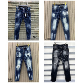 Quần DSQ2 Jean Xanh Vẩy Sơn Quần Bò DSQUARED Vẩy Sơn Xanh Sáng Chất Co Giãn Phối Loang đẹp