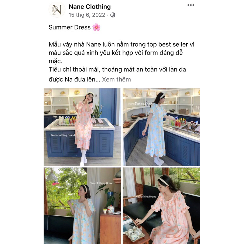 Váy tiểu thư NANE cotton đũi xước mát mịn siêu xinh