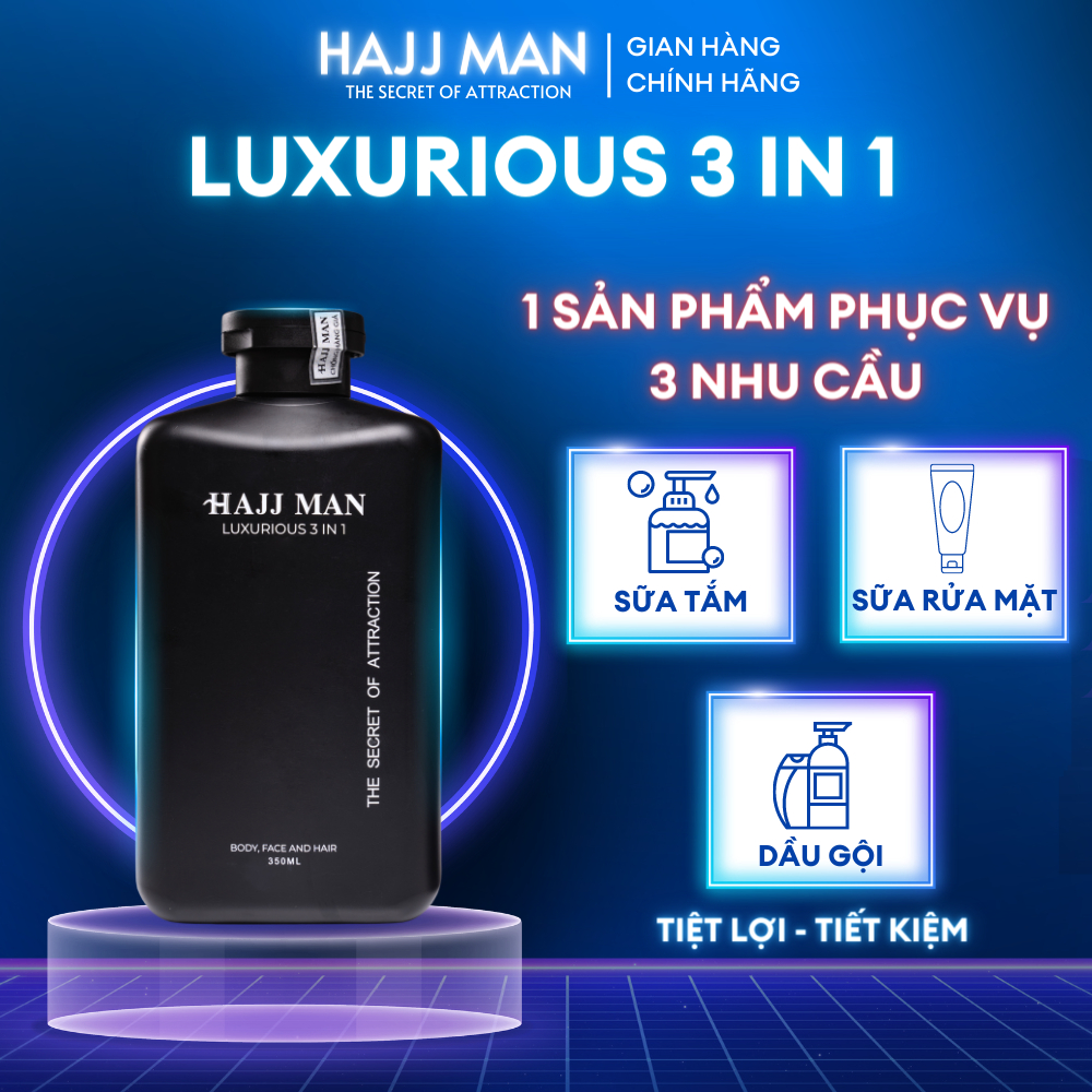 Sữa tắm gội nam hương nước hoa HAJJ MAN Luxurious 3 in 1 350ml hương nước hoa cao cấp.