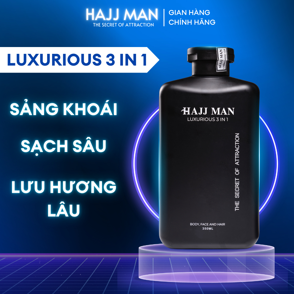 Sữa tắm gội nam hương nước hoa HAJJ MAN Luxurious 3 in 1 350ml hương nước hoa cao cấp.