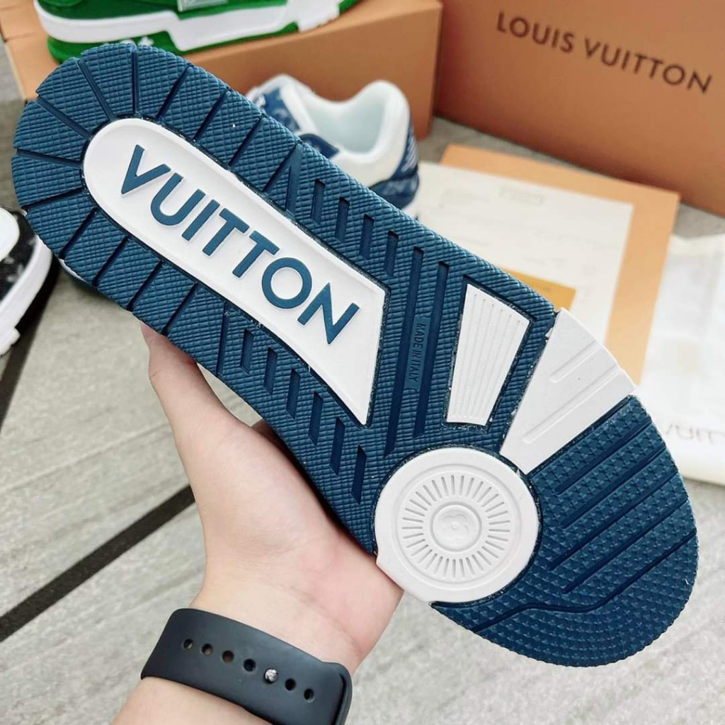 HOT Giày LV Louis Vuitton Trainer Black White, Giày LV Xanh Lá, xanh than, Đen Các Màu Hót Siêu Chất hottrend 2023-du