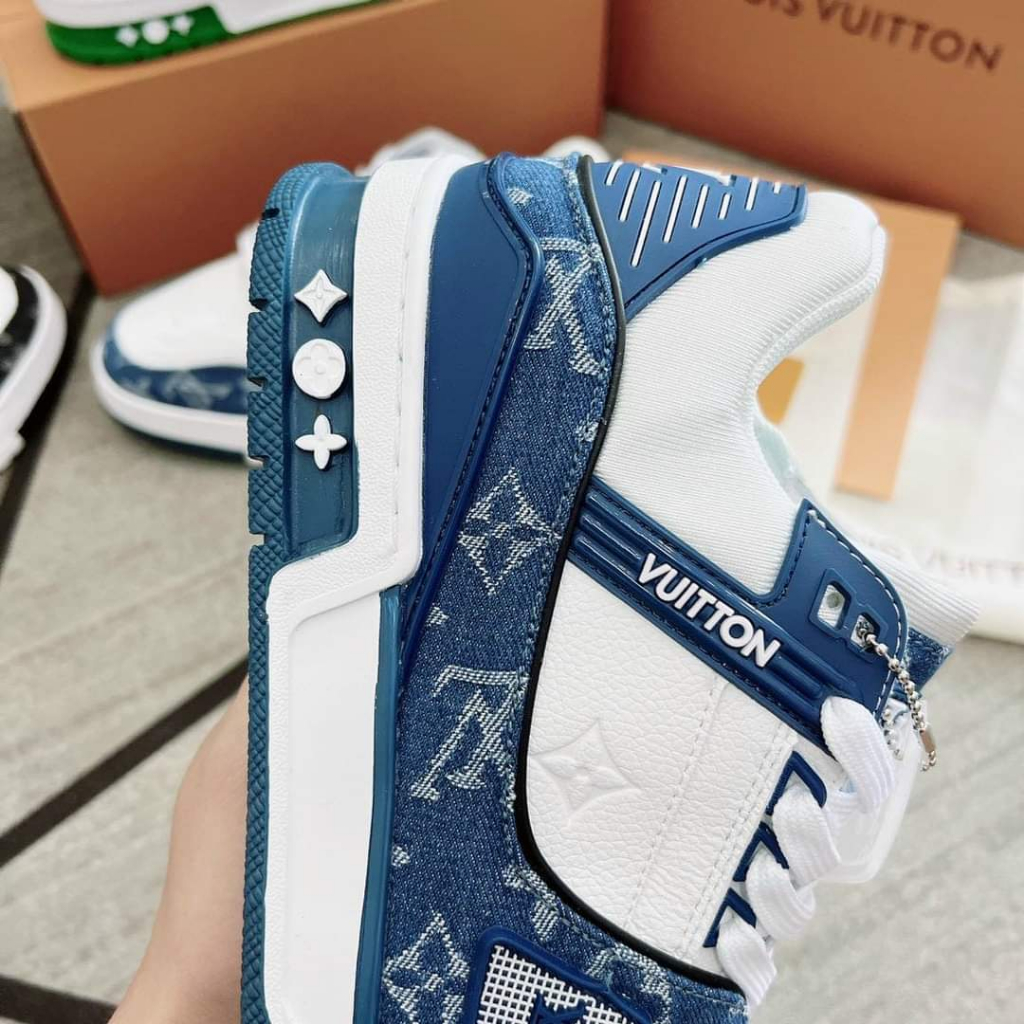 HOT Giày LV Louis Vuitton Trainer Black White, Giày LV Xanh Lá, xanh than, Đen Các Màu Hót Siêu Chất hottrend 2023-du
