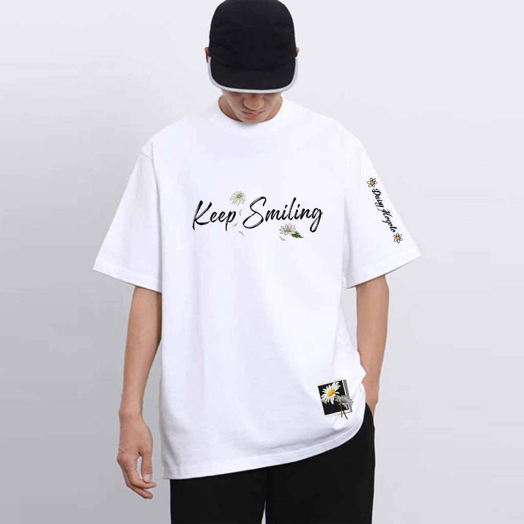 Áo thun KEEP SMILING HOA  shop Hogotoclub - 100% cotton định lượng 230gsm