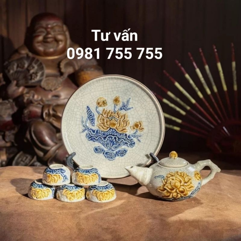 Ấm Trà Thờ Cúng Men Rạn Bát Tràng_Hàng Loại 1 Nghệ Nhân Chế Tác