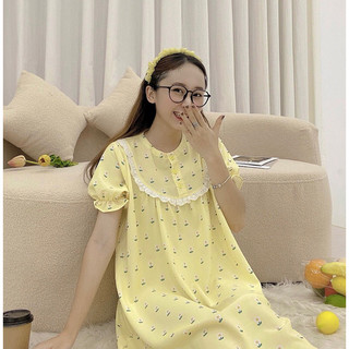 Váy ngủ mặc nhà NANE (mới)(vàng,xanh)bầu mặc được