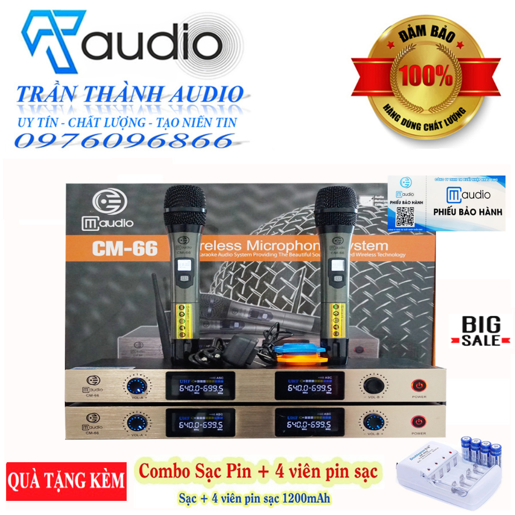 Micro không dây cm66 - hàng nhập khẩu 2023,bảo hành 24 tháng,Tặng kèm khay sạc pin và 4 viên pin 1200mah | BigBuy360 - bigbuy360.vn