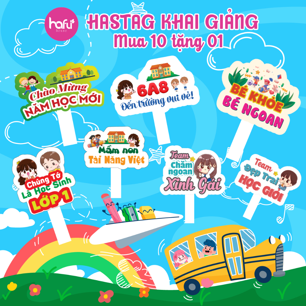 Bảng chụp hình cầm tay Khai giảng, trường lớp, Họp lớp, Bế giảng, Tốt nghiệp  - HAFU HOUSE ]