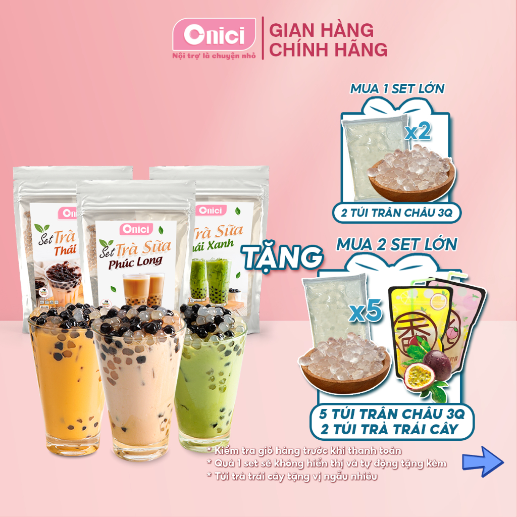 Set nguyên liệu pha trà sữa phúc long thái xanh thái đỏ BẾP CỦA MẸ ONICI thành phẩm 30 35 ly