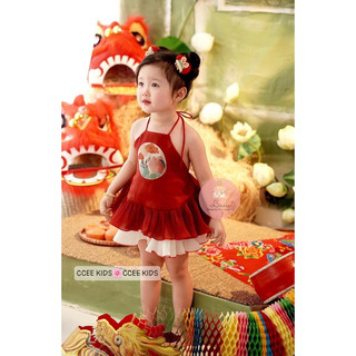 10-26kg set yếm lụa kèm quần cho bé mặc trung thu, set bà ba cho bé