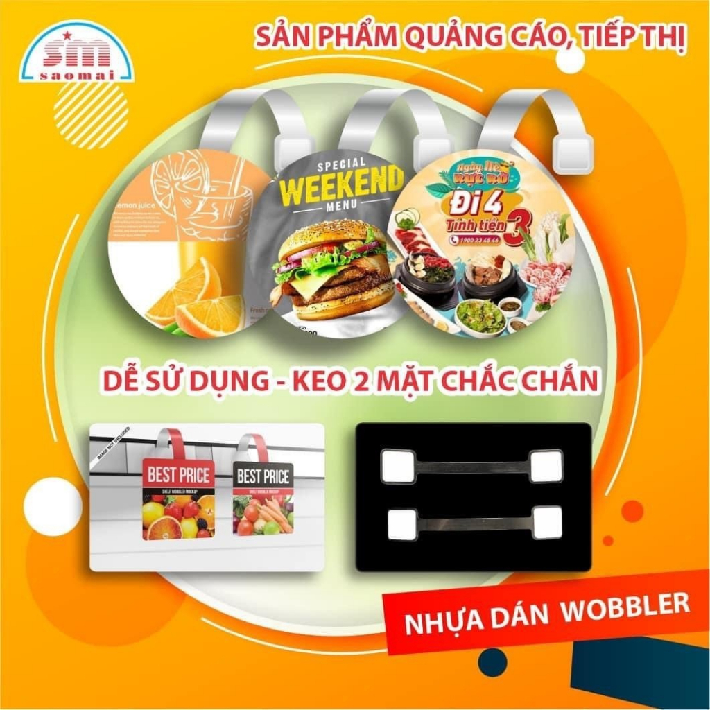 Nhựa dán Wobbler WB-009 2x12cm