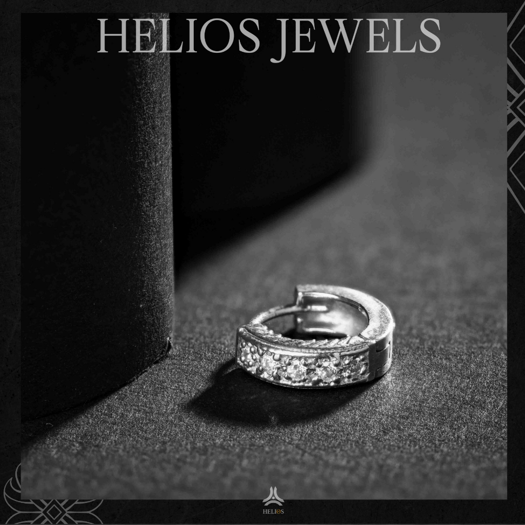 Khuyên tai bạc nam, nữ HeliSilver Round Stone S925 KTB286