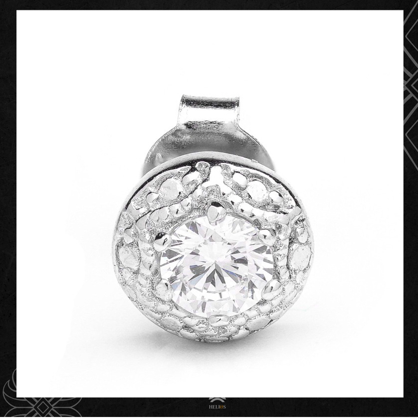 Khuyên tai bạc nam, nữ HeliSilver Luna - Đá Trắng KTB107