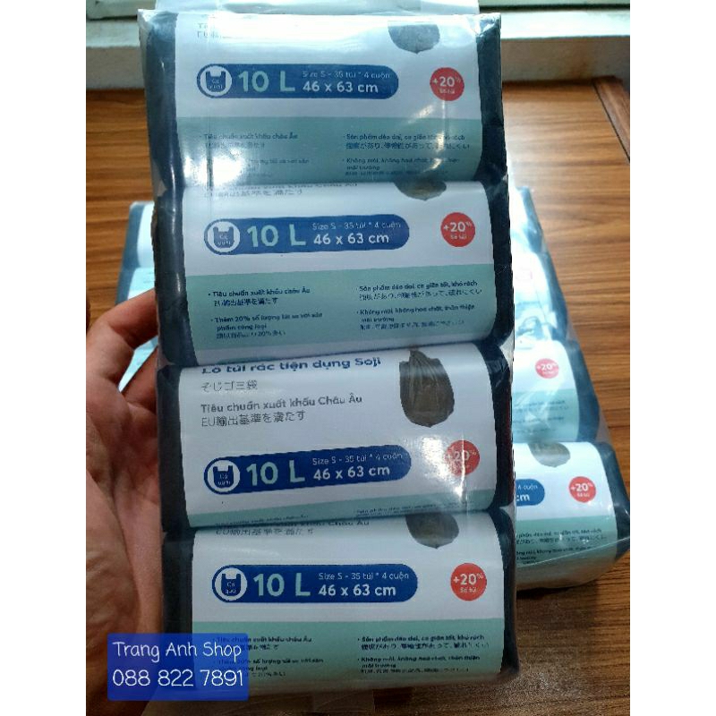 Lô 4 Cuộn Túi Rác Tự Hủy Có Quai Tiện Dụng SOJI INOCHI  - Đa dạng công năng sử dụng
