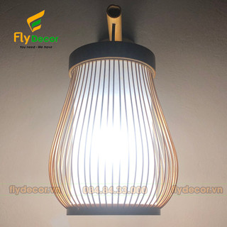 Đèn lồng mây tre, đèn thả mây tre đan trang trí Lõi hoa có giấy
