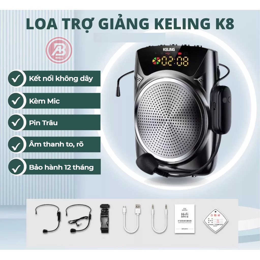 Loa trợ giảng máy trợ giảng chính hãng Kaw-Keling K8 Công Suất lớn 35W Bluetooth 5.0