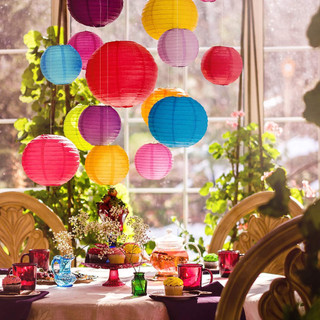 Đèn lồng giấy lụa tròn 40cm/30cm/25cm/20cm