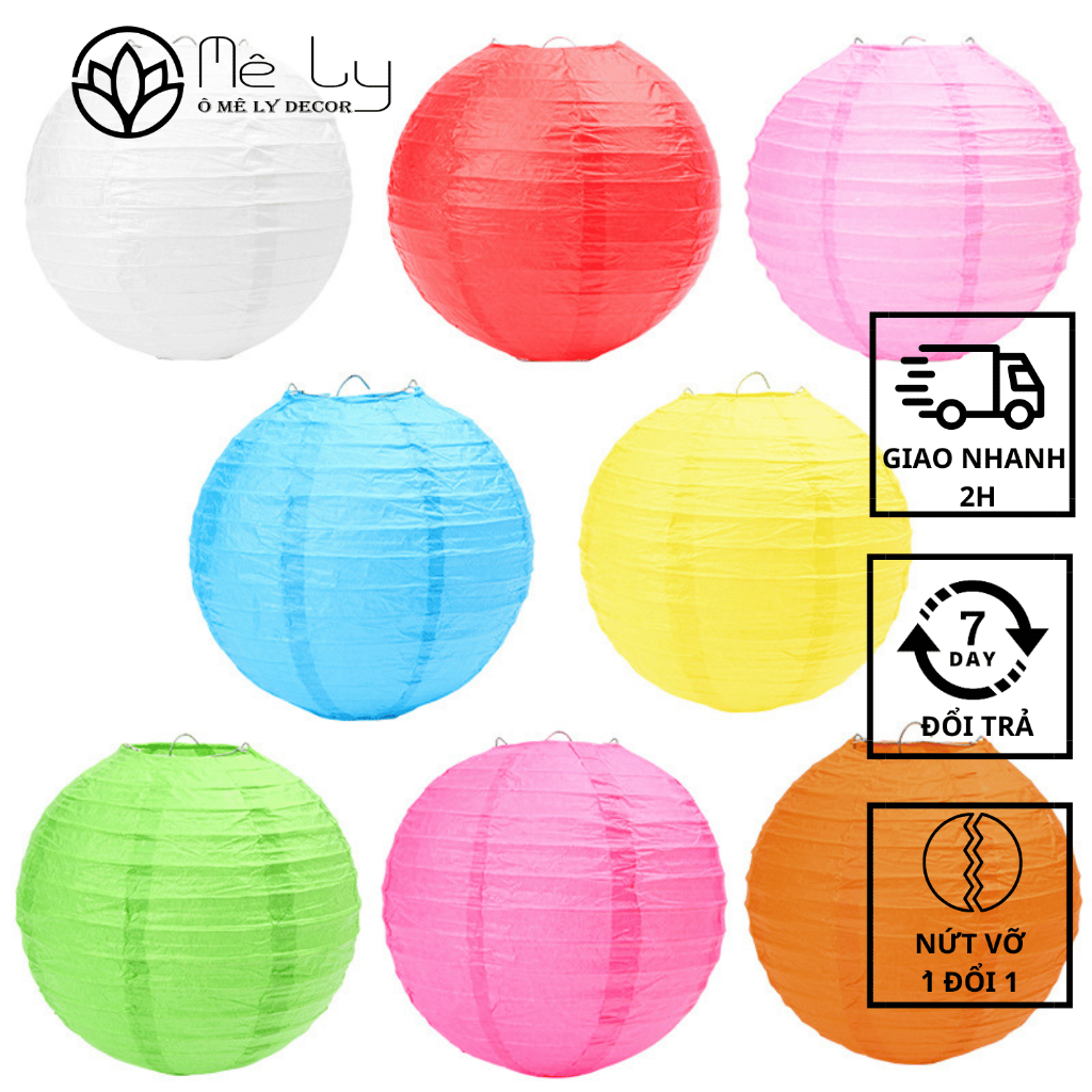 Đèn lồng giấy lụa tròn 40cm/30cm/25cm/20cm