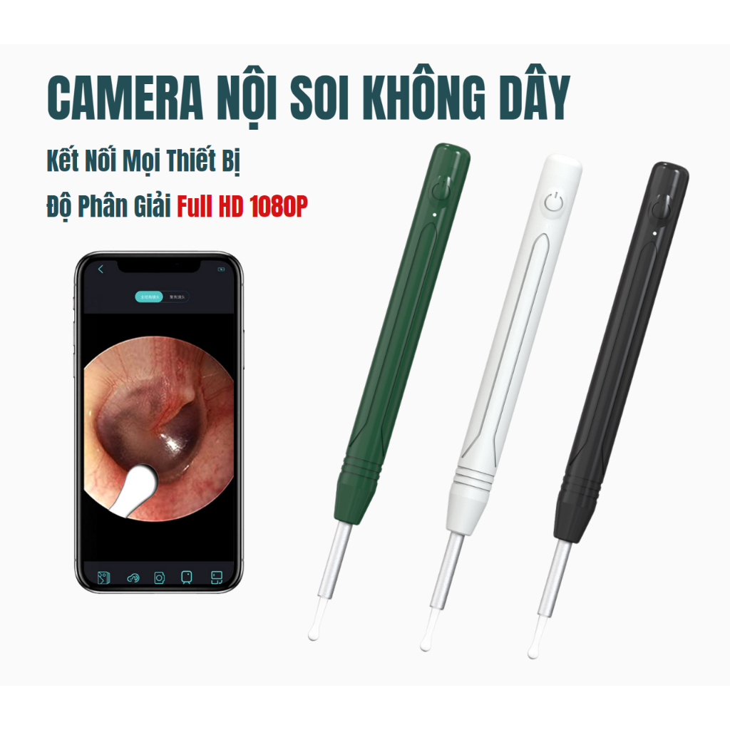 Camera Nội Soi Lấy Ráy Tai KAW Thông Minh Siêu Nét, Kết Nối Wifi, Có Đèn Led Siêu Sáng, Pin Sạc Lại Được