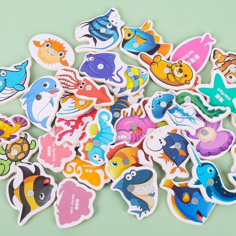 Bộ đồ chơi câu cá nam châm bằng gỗ cho bé- 32 con