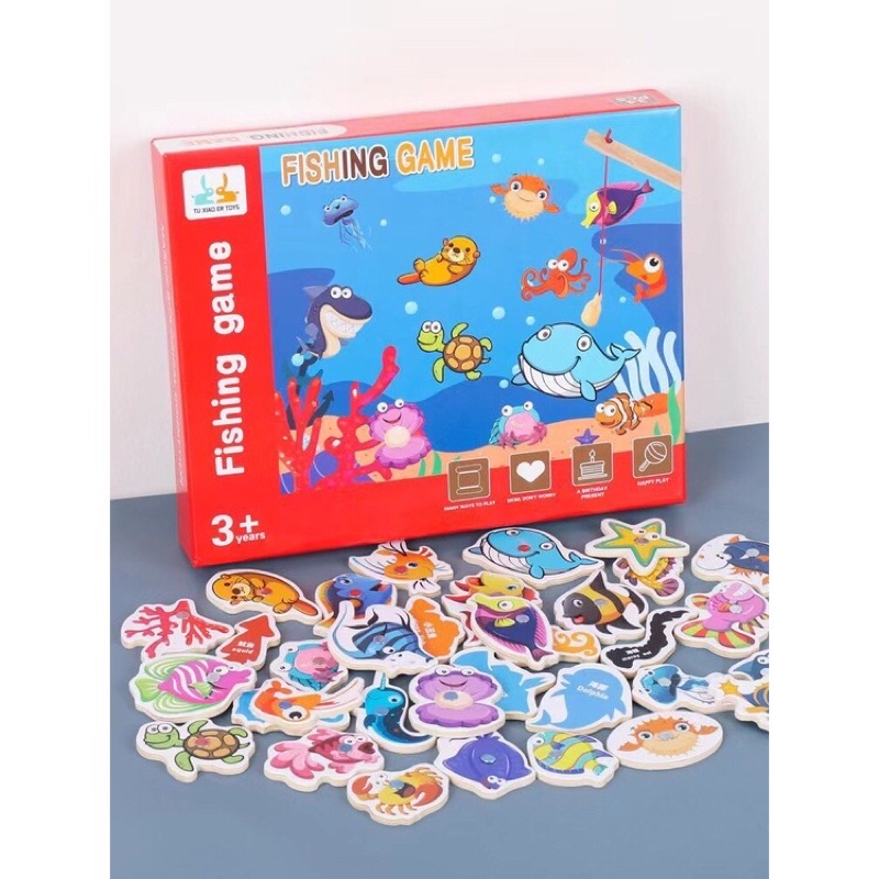 Bộ đồ chơi câu cá nam châm bằng gỗ cho bé- 32 con