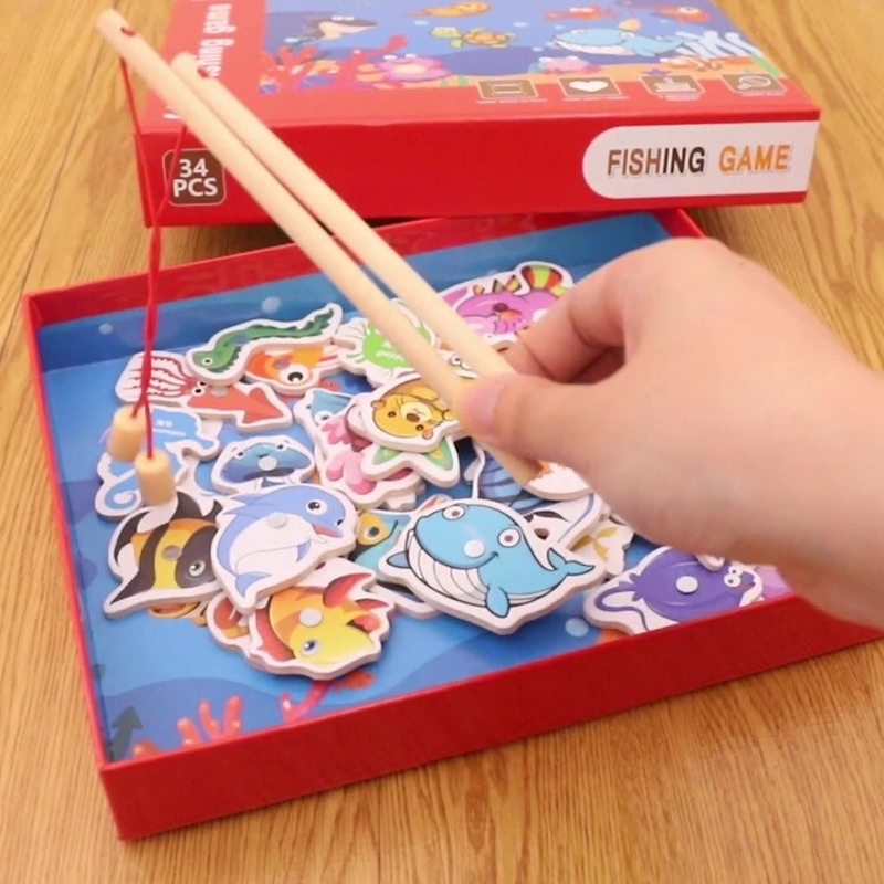 Bộ đồ chơi câu cá nam châm bằng gỗ cho bé- 32 con