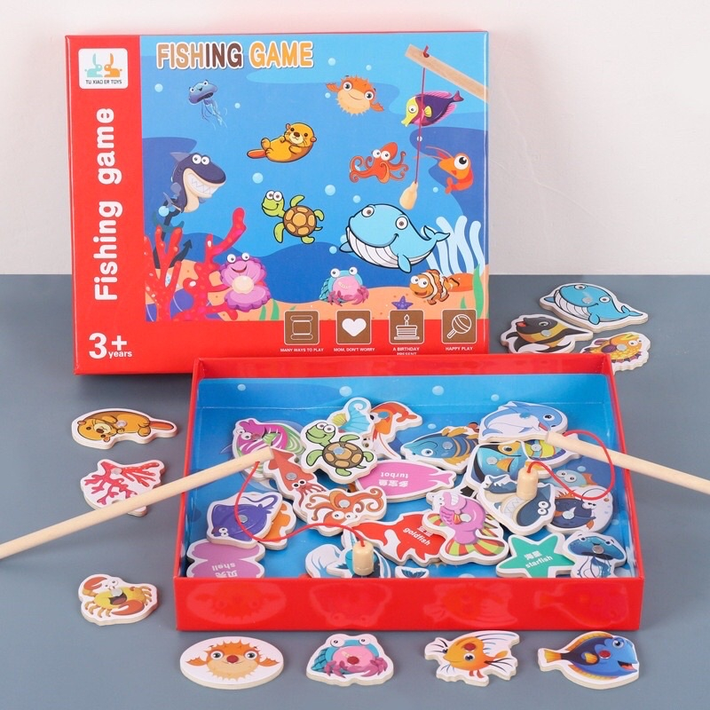 Bộ đồ chơi câu cá nam châm bằng gỗ cho bé- 32 con