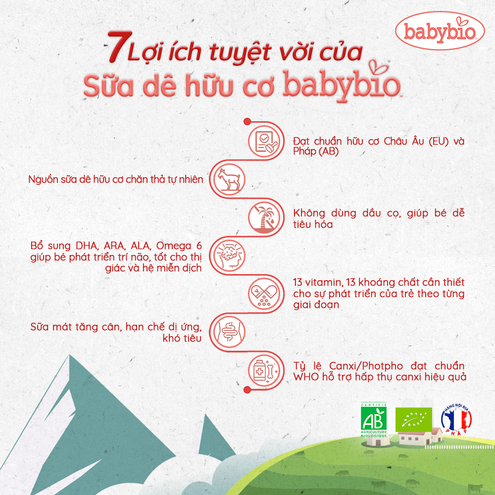 Sữa hữu cơ Babybio dành cho bé 0-36m 800g