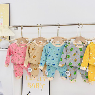 Bộ thun gân cổ tròn dài tay xuất hàn - nỉ lông cho bé trai bé gái / có ảnh thật