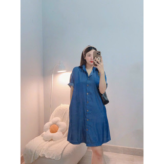 ĐẦM JEAN KIỂU DÁNG SƠ MI- Hình shop chụp thật