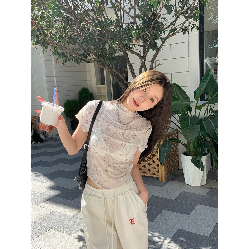 Set áo lưới chữ + Áo 2S