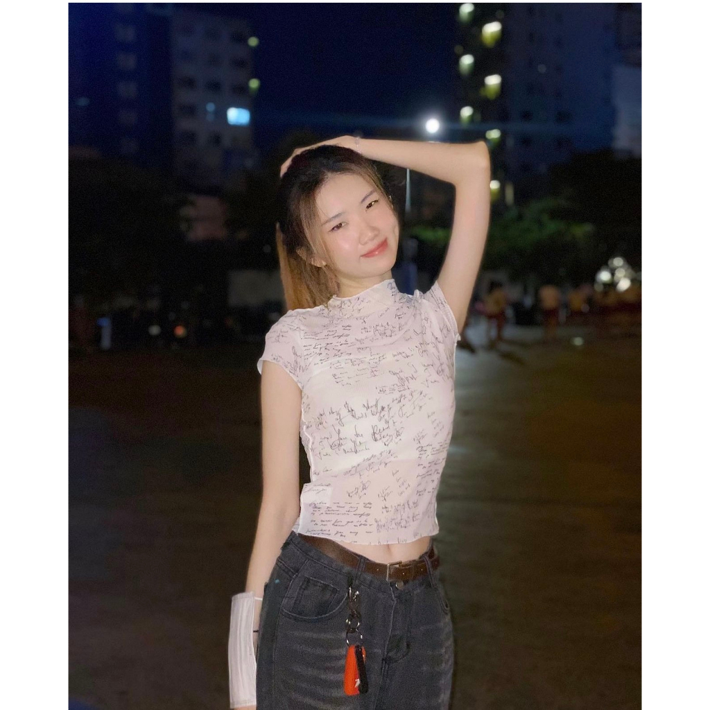 Set áo lưới chữ + Áo 2S