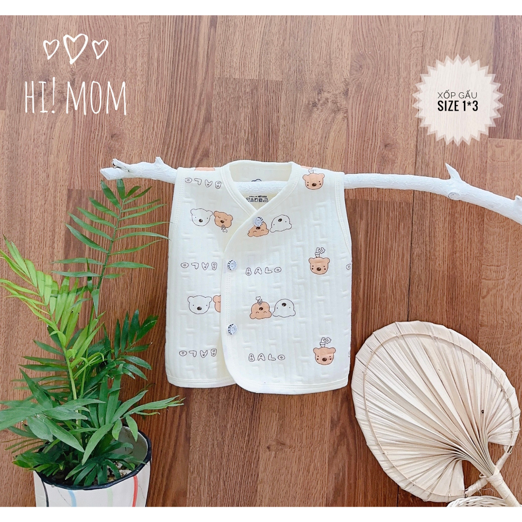 Áo Gile Nỉ Xốp HiMom Kids Cài lệch Họa Tiết Hình Thú Đáng Yêu