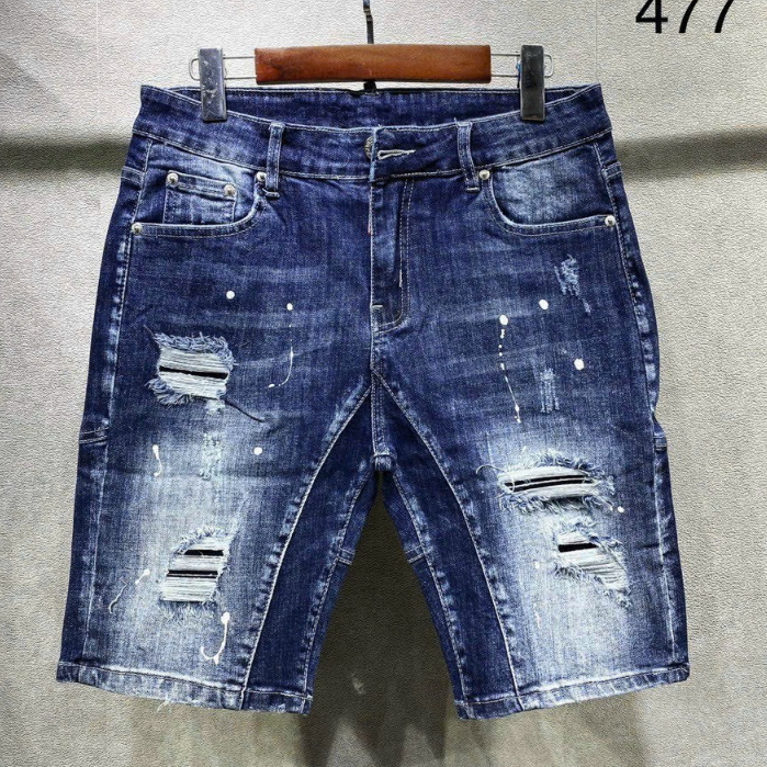 Quần short jean nam ngắn xanh rách vẩy sơn đẹp,chất jean co giãn chuẩn form giá tốt