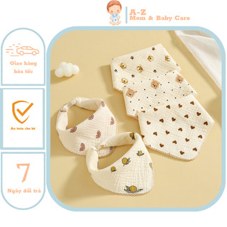 [Deal Sốc] Yếm, Khăn Sữa Đa Năng 2 Trong 1 Set 4 Cho Bé Vải Xô Muslin 4 Lớp Họa Tiết Siêu Xinh  - HT615