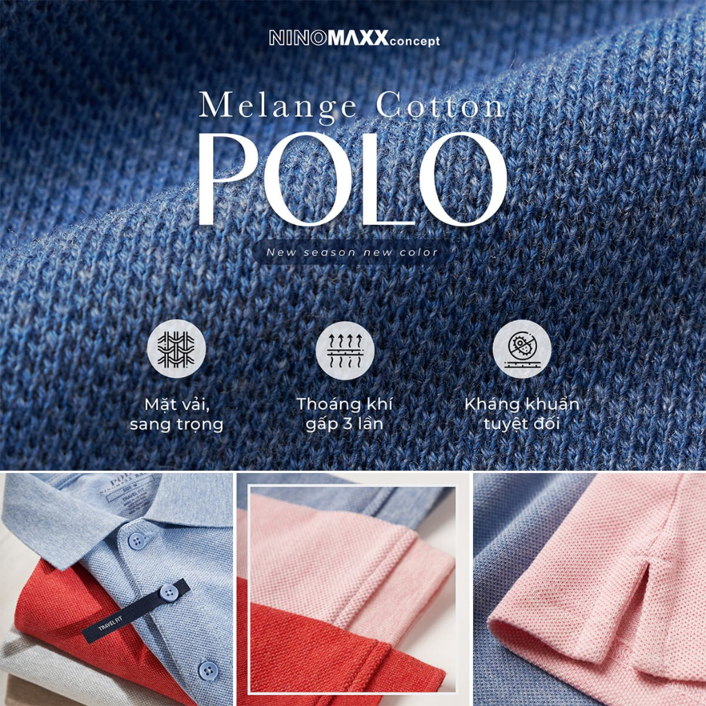 Premium Polo - Áo Polo Melange Cotton co giãn thấm hút tốt nhiều màu 2212013