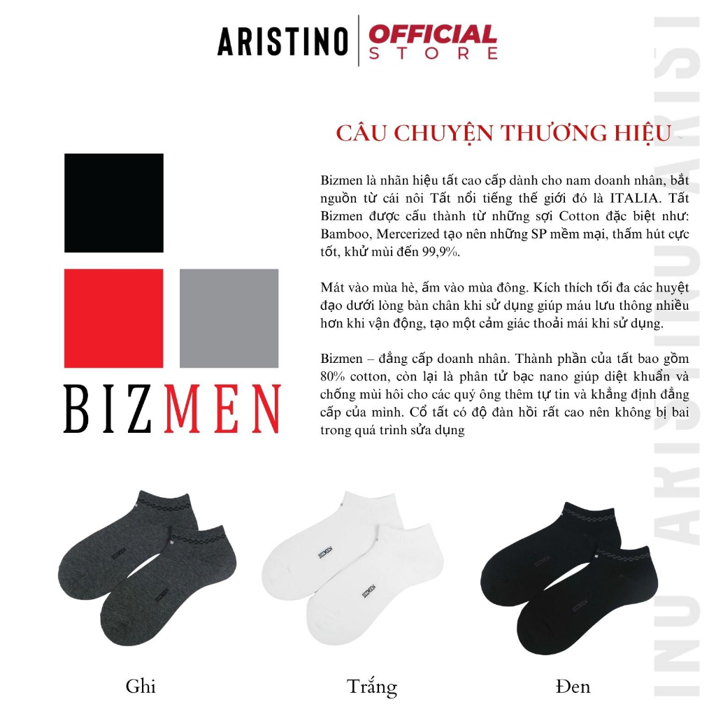 Tất vớ nam ARISTINO Bizmen BSC027 cổ ngắn phối họa tiết caro chất cotton thoáng khí thấm hút mồ hôi tốt chống hôi chân