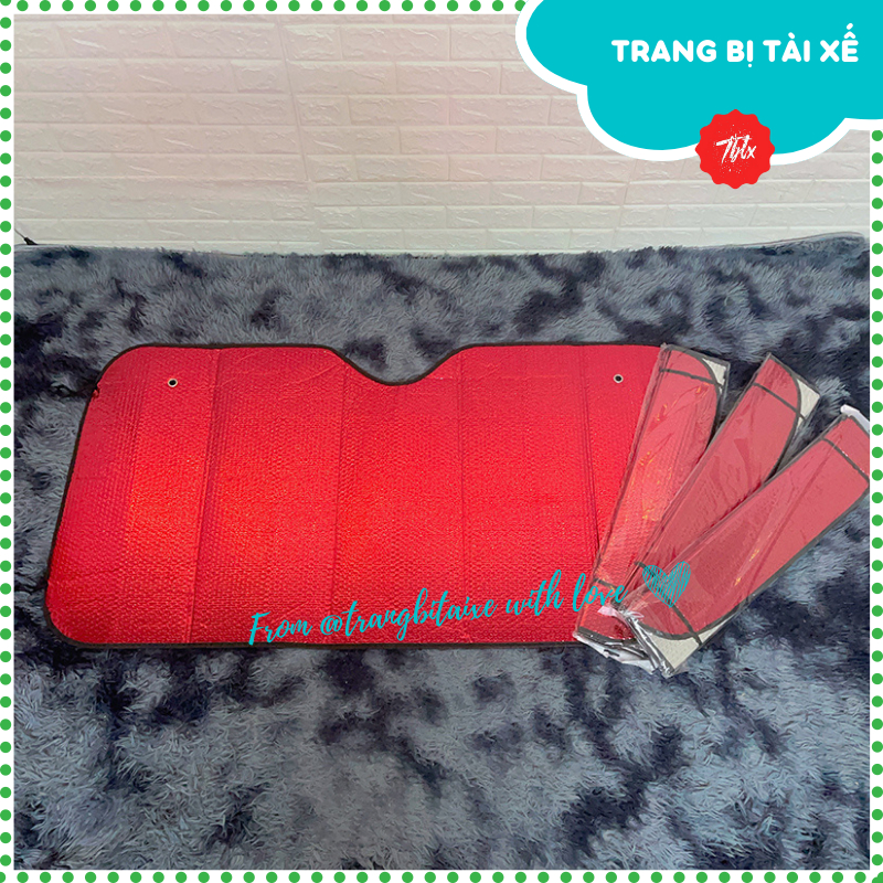 Tấm che nắng kính lái ô tô 140cmx70cm màu đỏ che full kính trước miếng che nắng 3 lớp xe hơi từ phía bên trong - TAMKLDO