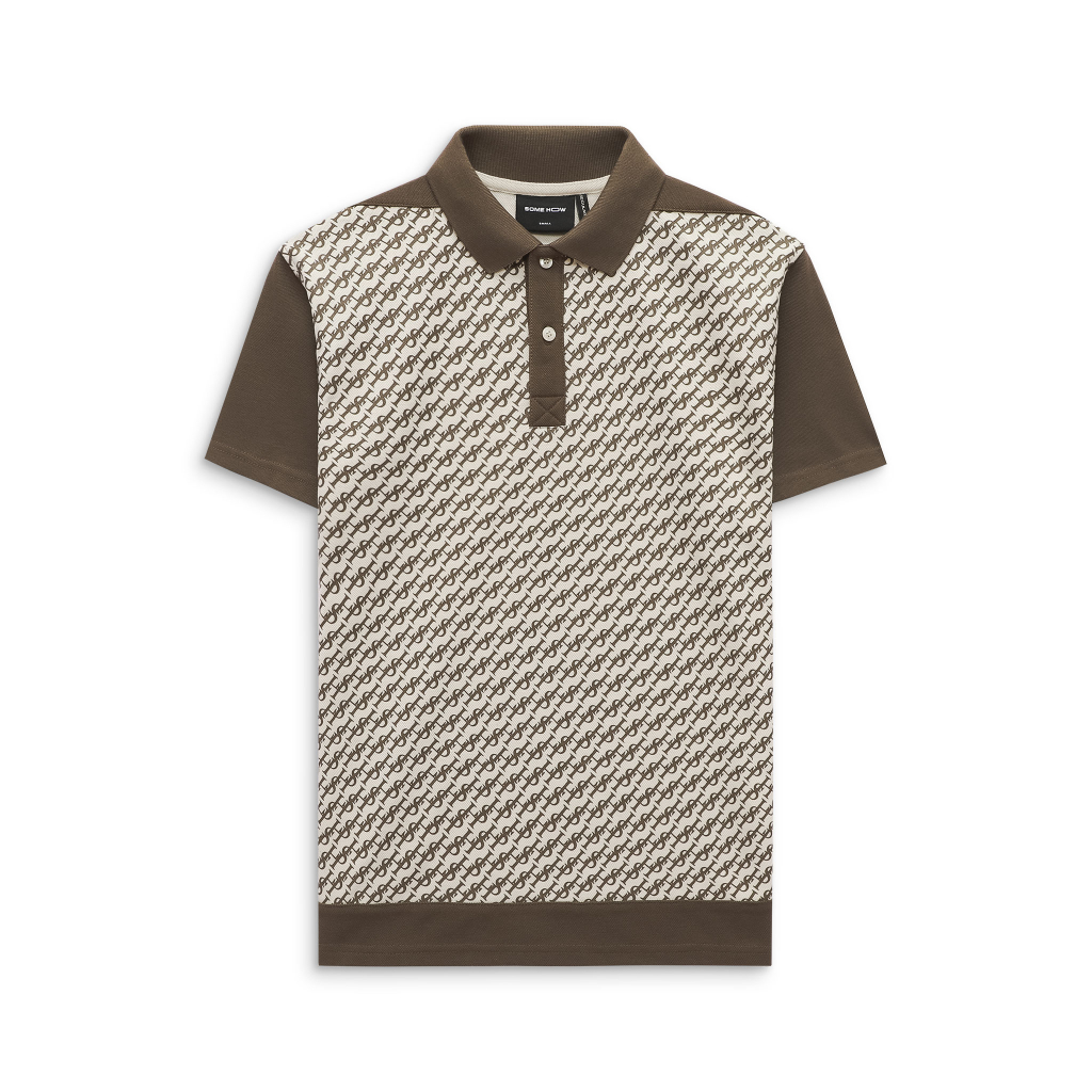 Áo Polo Nam Brand Logo Vector Beige Brown, Chất Vải Cá Xấu TC 2 Chiều Thoải Mái, PL0073, SOMEHOW