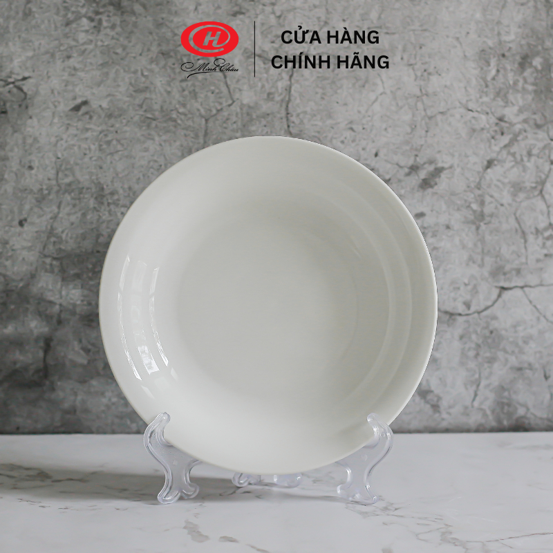 Đĩa loe sứ Minh Châu trắng trơn - DL