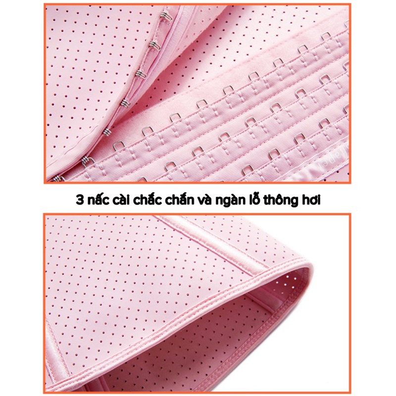 Đai Nịt Bụng Thông Hơi 9 xương - 26cm - Màu Xanh Hồng Trắng