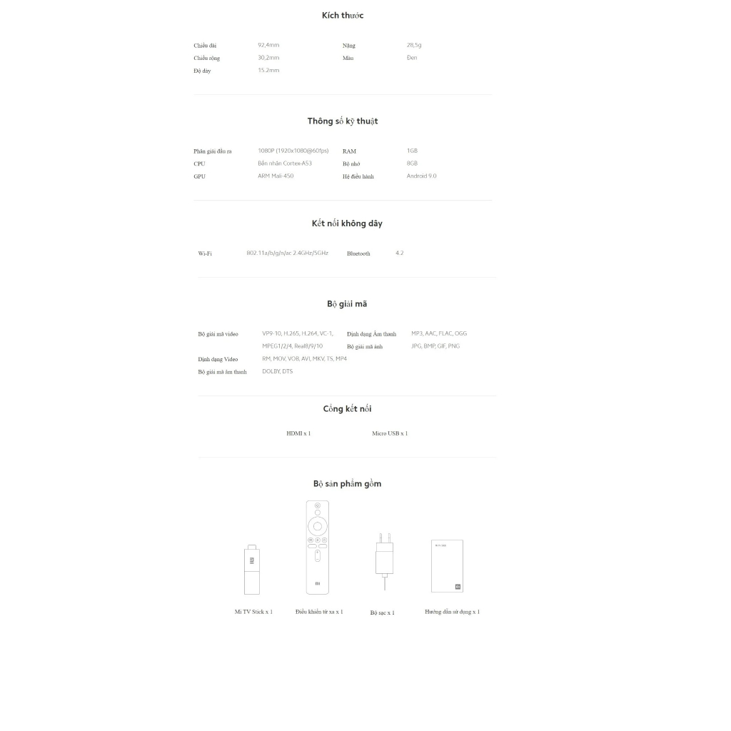 Mi Stick TV 4K Quốc Tế Full Tiếng Việt XM MiTV Stick 4K MDZ-27-AA