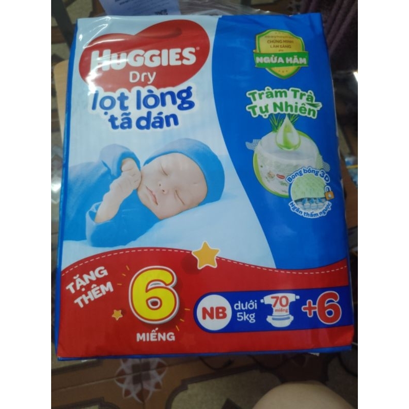 Tã dán sơ sinh huggies nb70+6 miếng