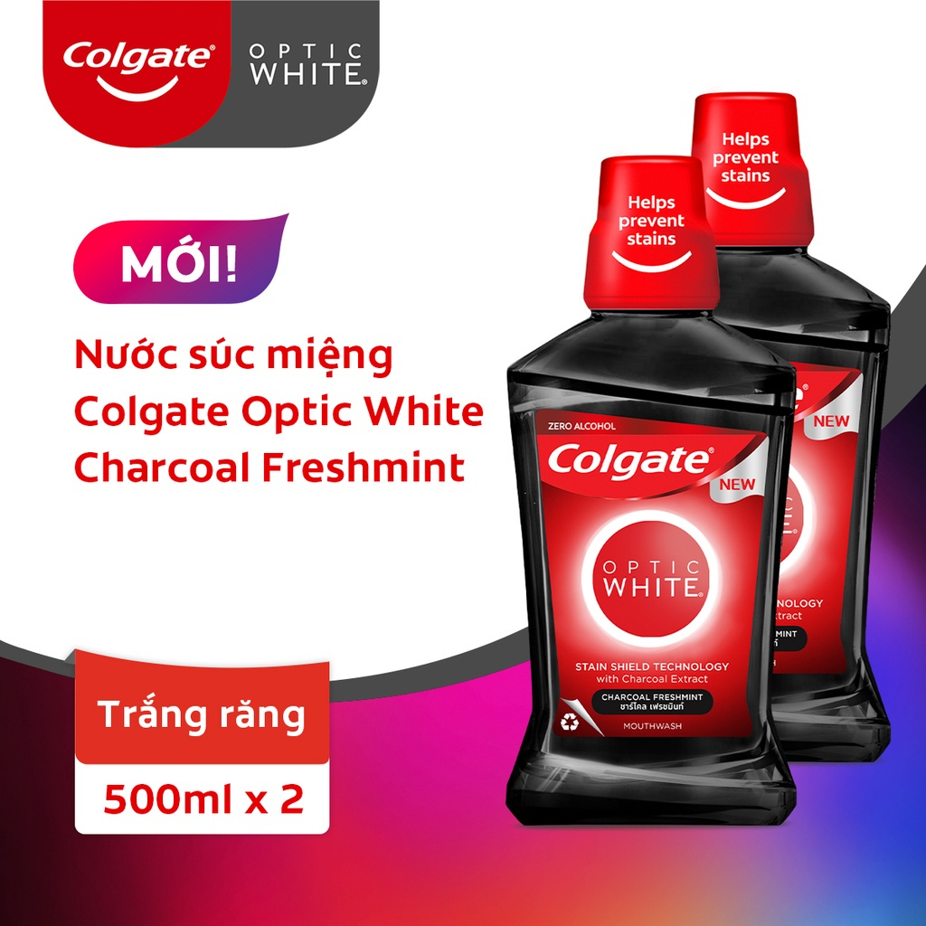 [HB Gift] Combo 2 nước súc miệng Colgate Optic White 500ml, Túi Canvas và son lì Maybelline 1.7g