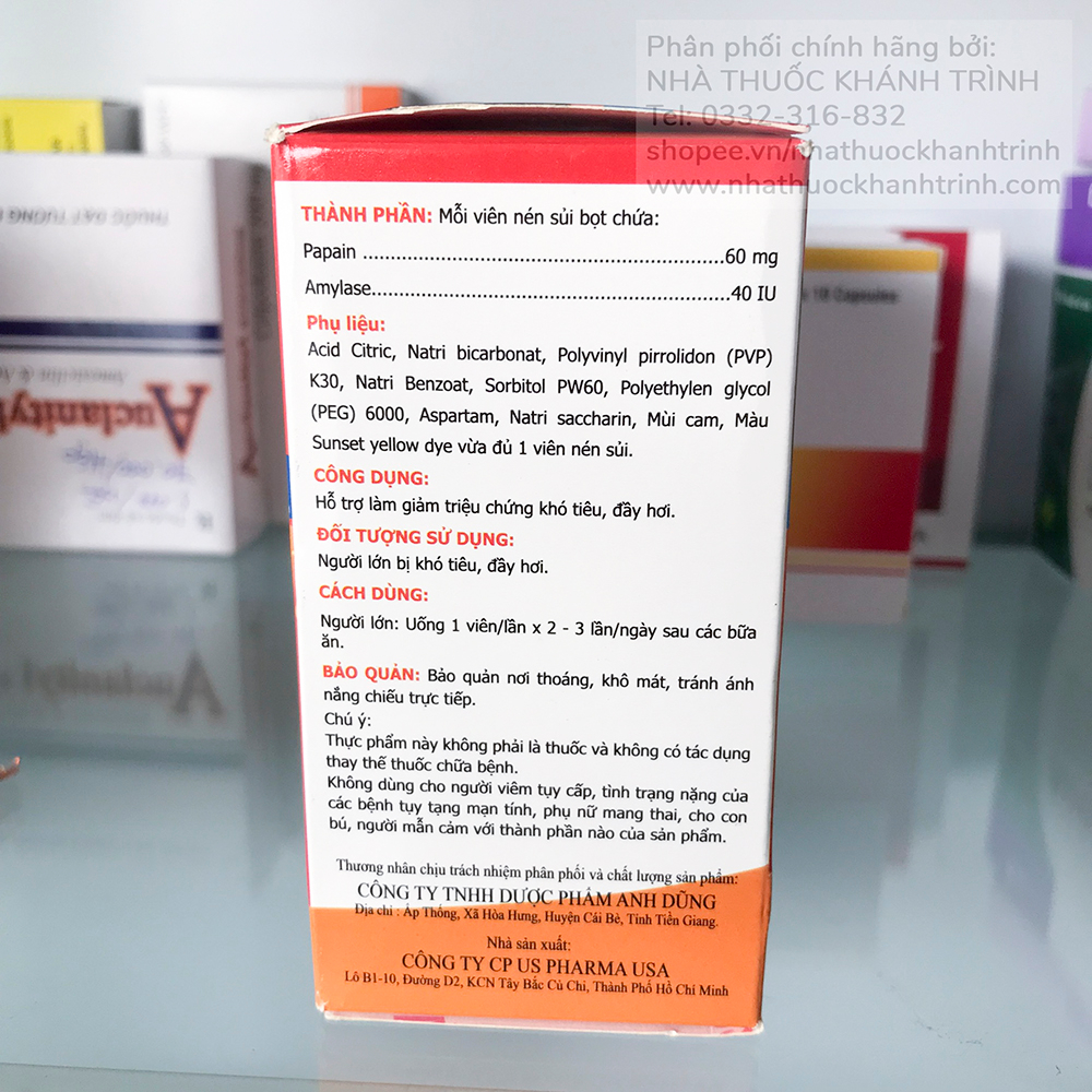 Viên sủi PEPTIFIZ giảm khó tiêu, đầy hơi nhanh chóng, chính hãng US Pharma