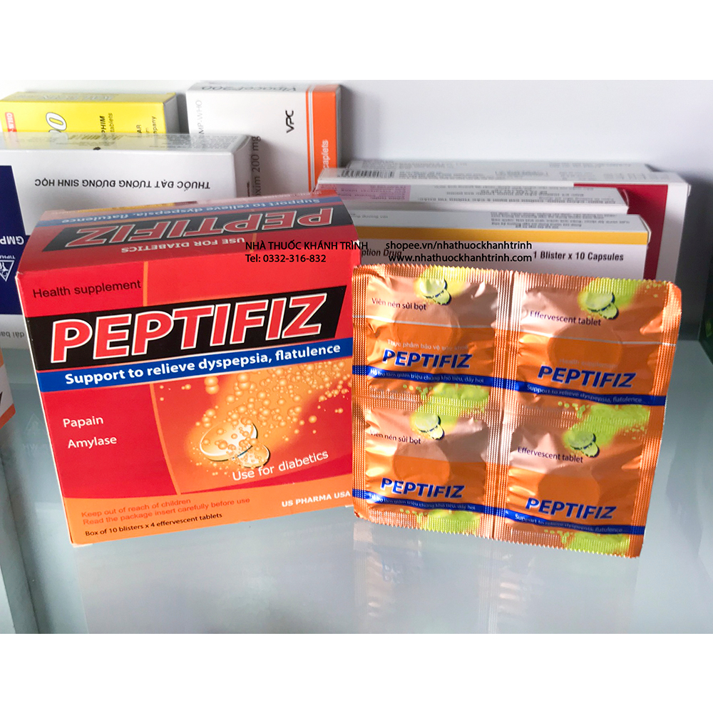Viên sủi PEPTIFIZ giảm khó tiêu, đầy hơi nhanh chóng, chính hãng US Pharma