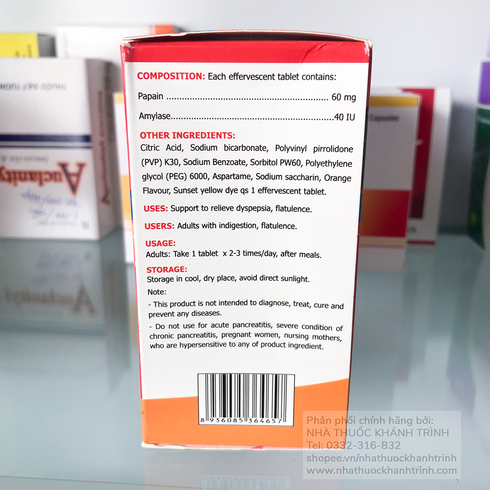 Viên sủi PEPTIFIZ giảm khó tiêu, đầy hơi nhanh chóng, chính hãng US Pharma