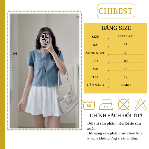 Áo jean croptop cổ tròn cá tính năng động CHIBEST  LAC77