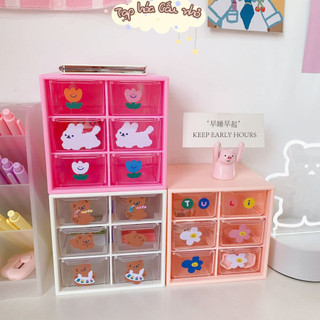 Kệ mini 2 tầng 6 ô đựng phụ kiện, đồ dùng học tập [ taphoagaunho ]