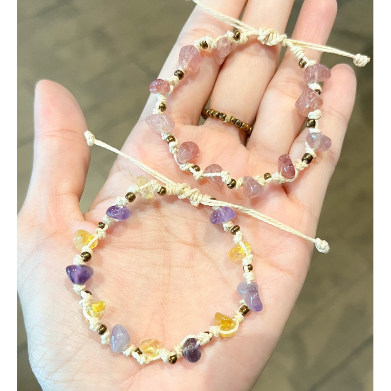 Lắc đeo tay Strawberry Quartz - T.Anh dâu tây & Amethyst x Citrine