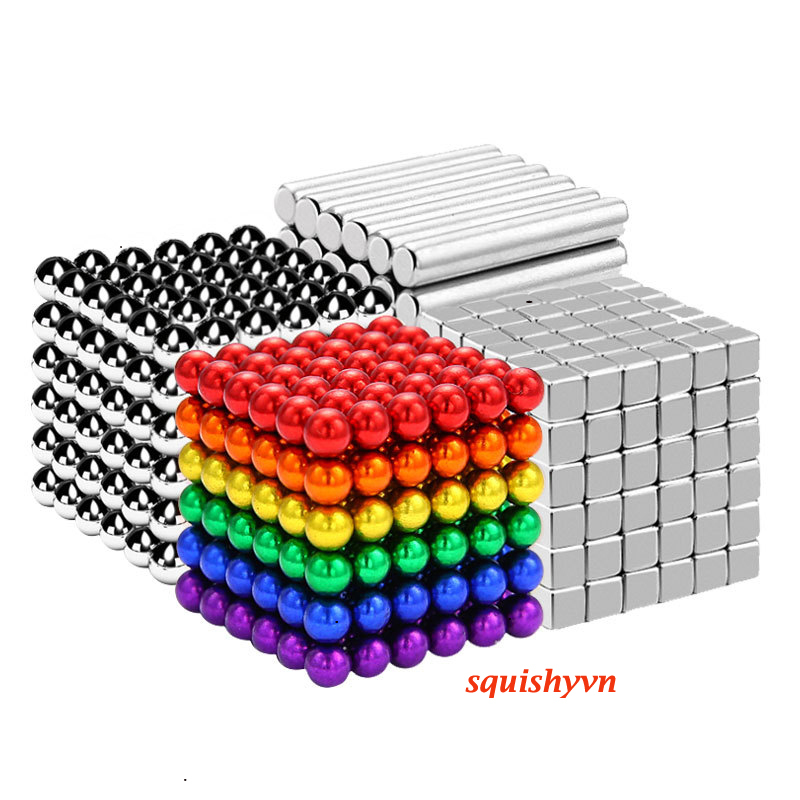 Bộ Bi Nam Cham Xếp Hình BuckyBalls Rainbow 5mm 6 màu 216 viên Hộp Nhôm